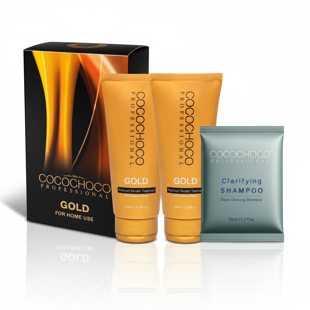 SÆT brasiliansk keratin Guld hårkur 200 ml + Clarifying Shampoo 50 ml | COCOCHOCO®