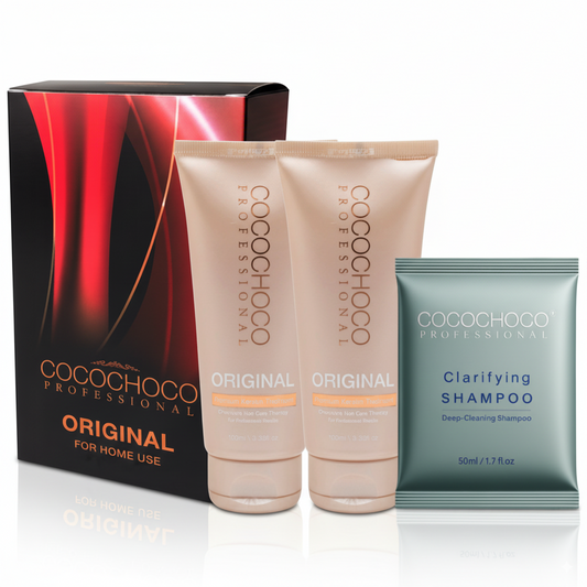 SÆT brasiliansk keratin original hårkur 200 ml + Clarifying Shampoo 50 ml | COCOCHOCO®