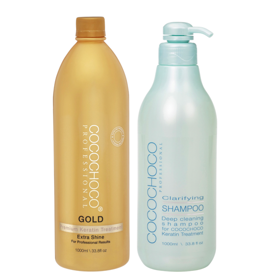 Guld keratin behandling 1000 ml & Clarifying Shampoo 1000 ml