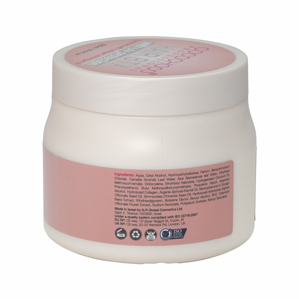 Hvid krukke med pink etiket på hvid baggrund