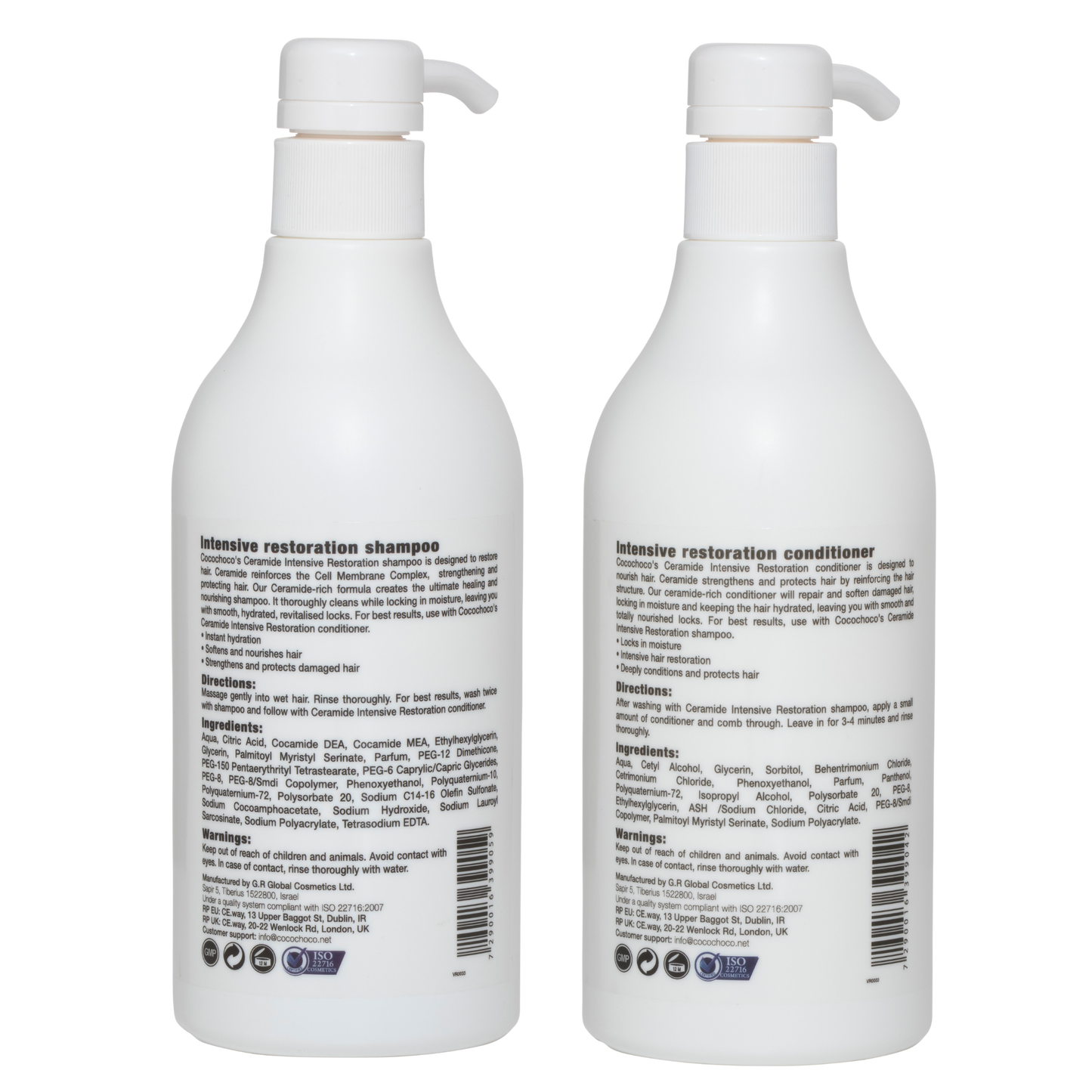 Sæt Intensive Ceramide Restoration free sulfate Shampoo & Conditioner 2x 500 ml | COCOCHOCO®