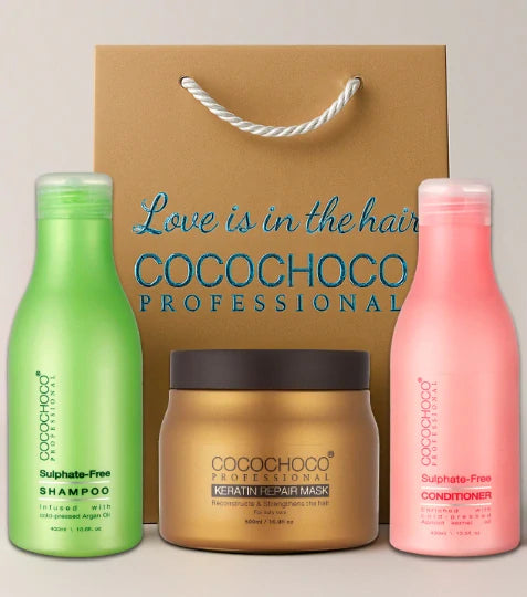 fugtgivende sæt shampoo balsam maske cocochoco