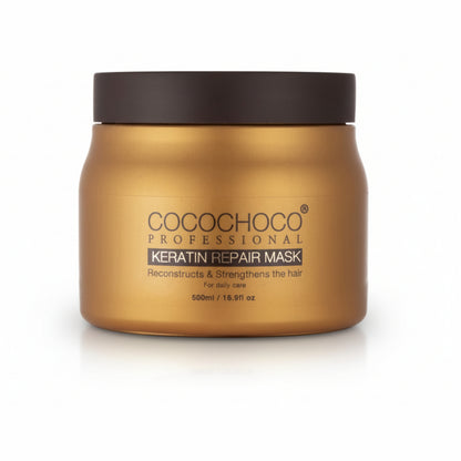 Cocochoco Professional Keratin Repair Mask krukke på en hvid baggrund